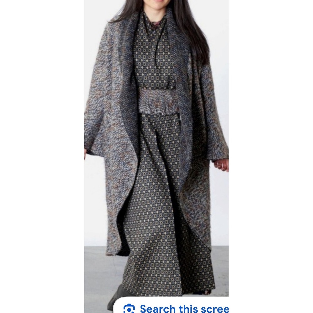 Bryn Walker Long Wrap Coat cardigan bell sleeve wool blend Castagna Oversized XS